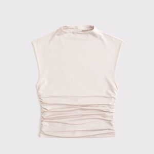 Abercrombie & Fitch Paloma Cream/Taupe Ruched Tank Top